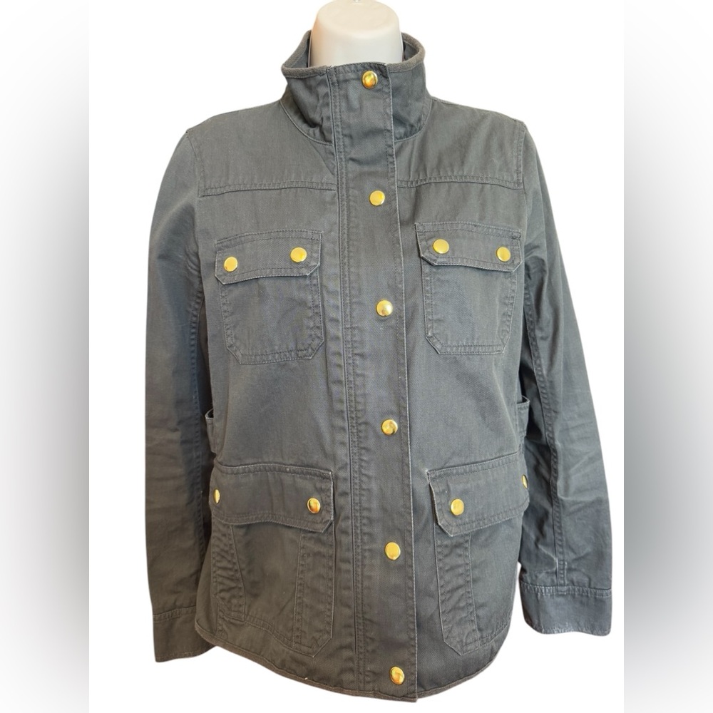 J Crew Relaxed Boyfriend Field Jacket Size S Olive Utility Cargo Military Hiking